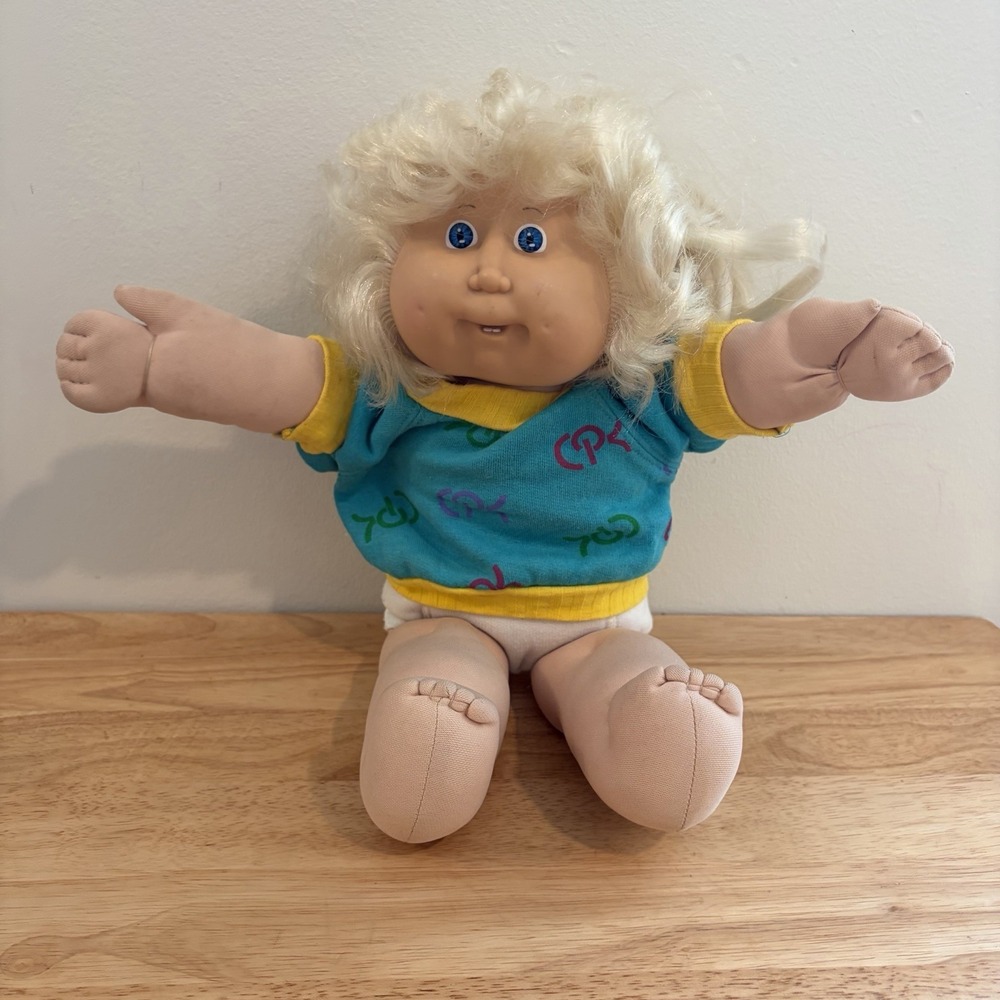 VTG 1986 Cabbage Patch Kids Doll Blonde Cornsilk Hair Blue Eyes Coleco Xavier